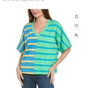 CAbi Blue and Green Dolman Sleeve T-Shirt Relaxed Fit